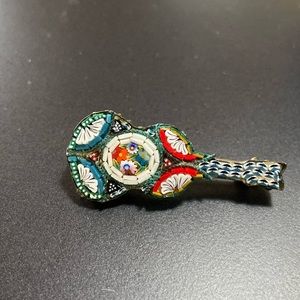 Micro mosaic guitar brooch